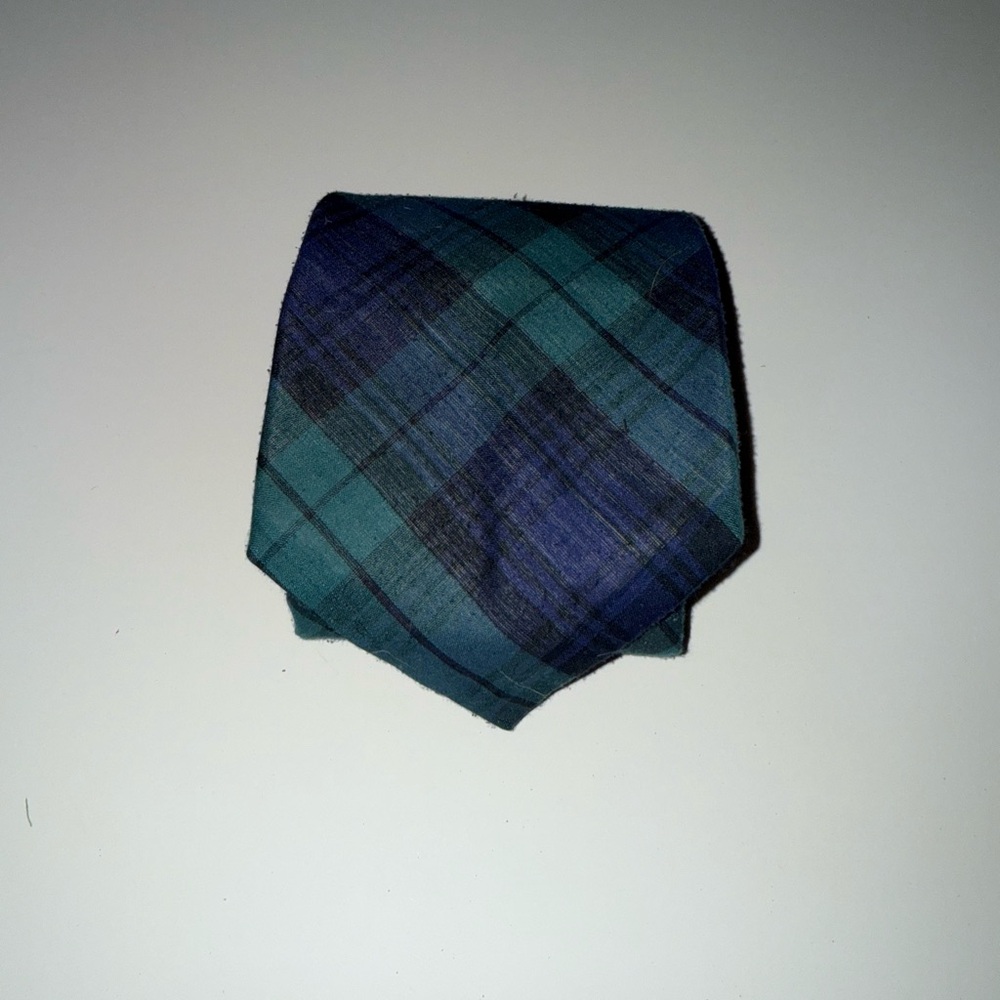 Vintage Paddle Blue and Green Plaid Tie